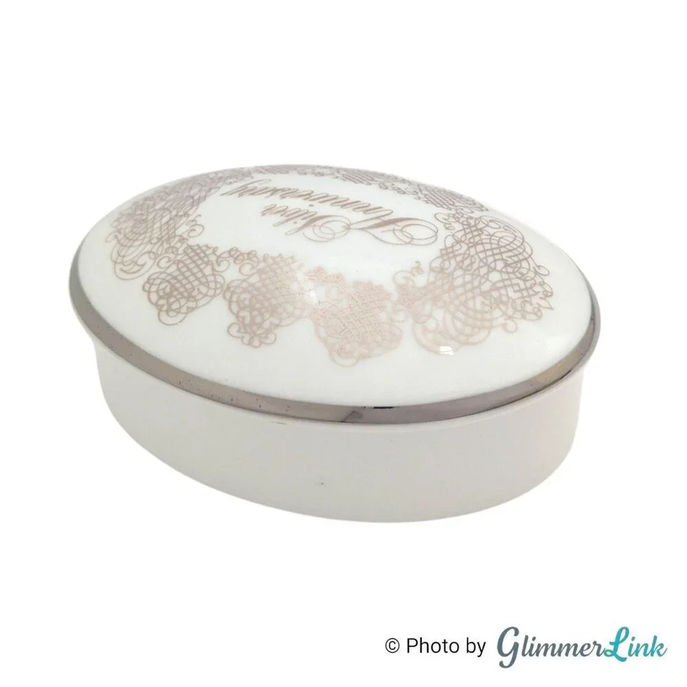 Vintage House of Goebel 25th Silver Anniversary Porcelain Trinket Jewelry Box